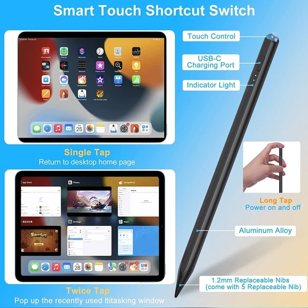 Стилус для iPad (2018–2023) з Palm Rejection, нахилом пера