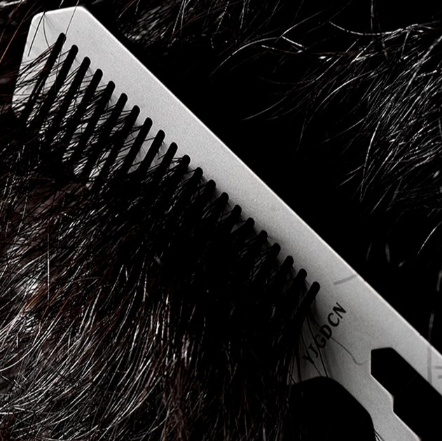 Титановая расческа 4в1 карманная мужская для бороды, усов, волос + открывашка + линейка Titanium DD4 - изображение 4
