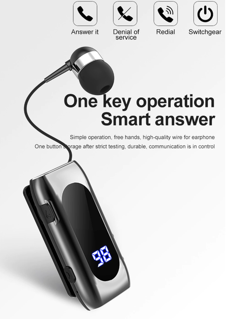 Беспроводная Bluetooth блютуз блютус гарнитура для телефона смартфона LED Siory D56 Черная - изображение 2