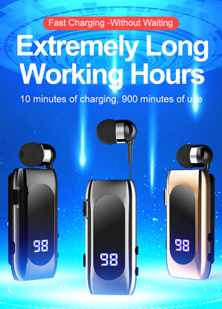 Беспроводная Bluetooth блютуз блютус гарнитура для телефона смартфона LED Siory D56 Черная - изображение 8