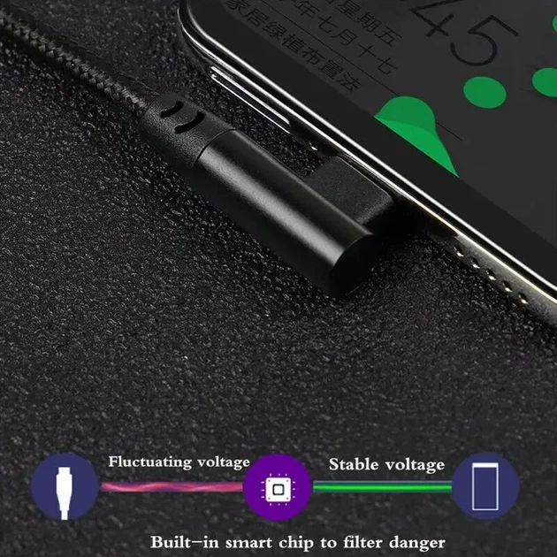 Кабель кутовий для швидкого заряджання телефона USB Type-C — USB Type-C 0.25 м. Зарядний дріт шнур ЮСБ Тайп С SX5 - зображення 2