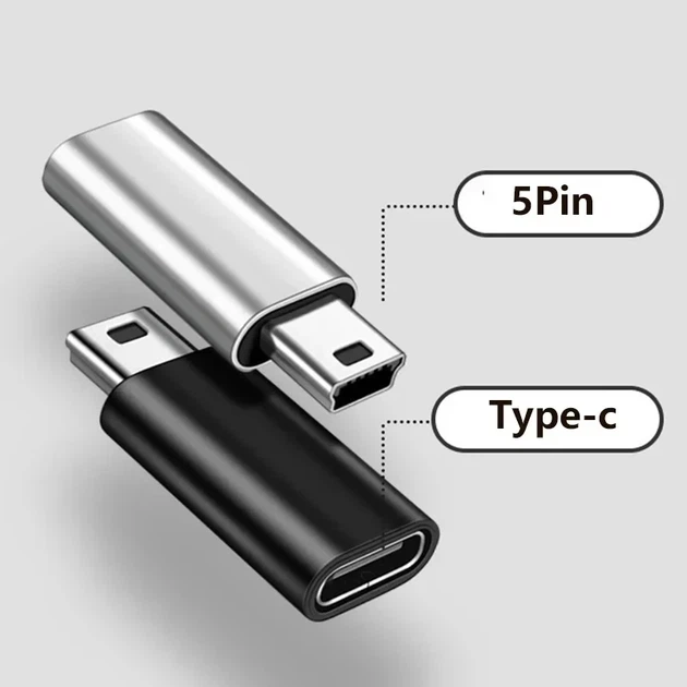 Переходник адаптер Type-C мама - Mini USB папа. TypeC to Mini USB Fiyori DF55 Черный - Фото 4 Переходник адаптер Type-C мама - Mini USB папа. TypeC to Mini USB Fiyori DF55 Черный - изображение 4