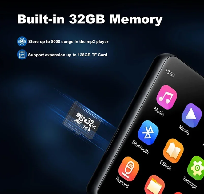 MP3 MP4 плеер с сенсорным экраном 2.4'' Touch Screen, Bluetooth плеер для спорта и бега CSD75 - изображение 2