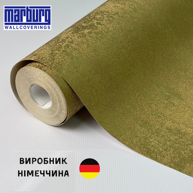 Виниловые метровые обои Marburg 1034230 золотистые фактурные Германия - Фото 1 Виниловые метровые обои Marburg 1034230 золотистые фактурные Германия - изображение 1