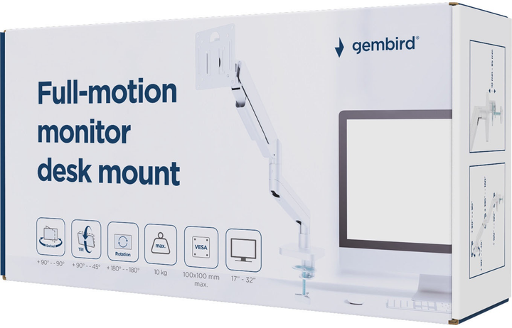 Настільне кріплення Gembird Single Monitor 17-32" White (MA-DA1-04-W) - зображення 5