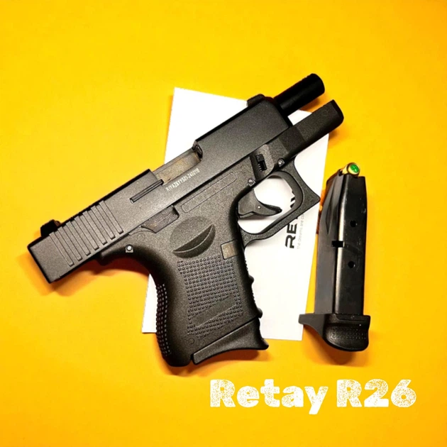 Cтартовий Пістолет Retay AZM R26, Glock 26, кал. 9 мм, Сигнальний, холостий пістолет - Фото 4 Cтартовий Пістолет Retay AZM R26, Glock 26, кал. 9 мм, Сигнальний, холостий пістолет - изображение 4