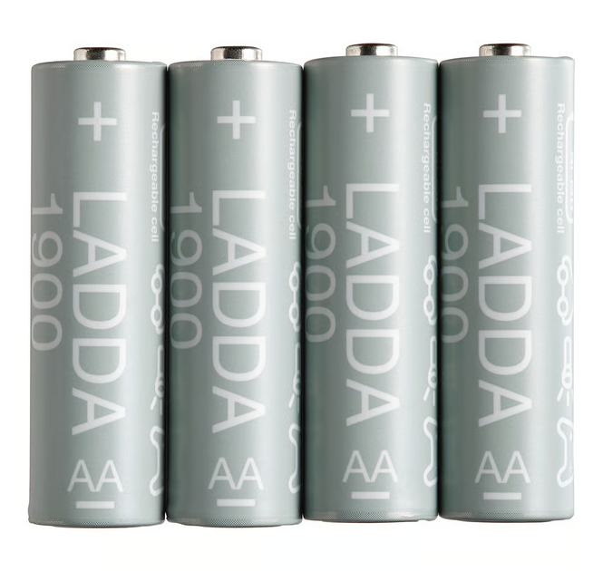 Аккумуляторные батарейки IKEA LADDA 4 шт AA (HR6) 1900 mAh 1.2V Ni-MH многоразовые аккумуляторы набор ИКЕА ЛАДДА 005.098.14 - изображение 2