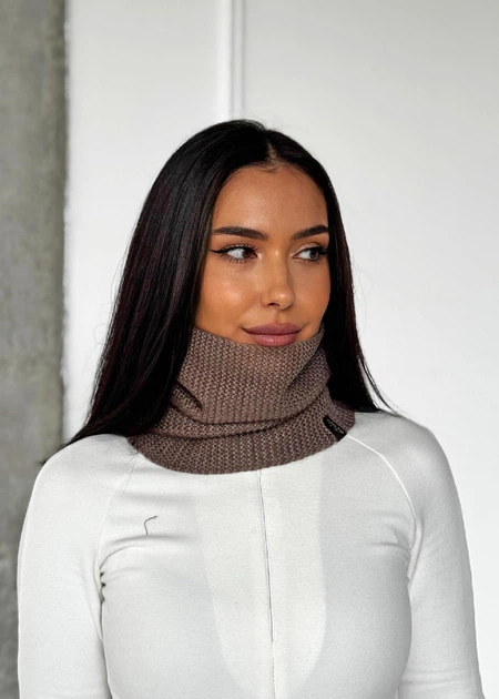 Жіночий зимовий бафф снуд в’язаний Classic Knit INNOE 950642-1 Капучино - Фото 3 Жіночий зимовий бафф снуд в’язаний Classic Knit INNOE 950642-1 Капучино - изображение 3