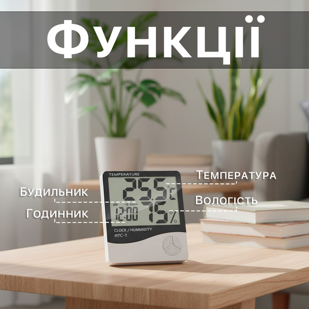 Термометр-гигрометр цифровой KETOTEK НТС-1, с отображением времени, температуры, влажности в помещении - изображение 4