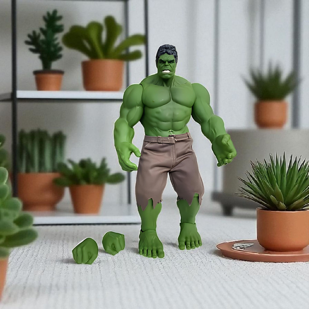 42 см гигантская фигурка Халка RESTEQ без коробки, фигурка Hulk Мстители с подвижными частями и сменными - изображение 7