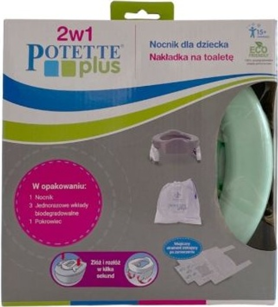 Nakładka na WC i nocnik turystyczny Potette Plus miętowo-biały (88161004457) - obraz 5