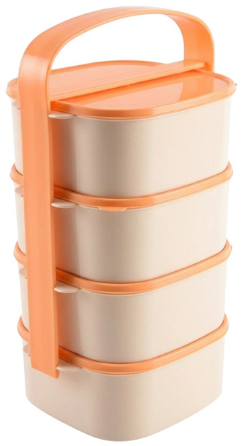 Набір харчових контейнерів Orion пластиковий 4-рівневий Помаранчевий 4 x 1.15 л (8592381145309) - зображення 3