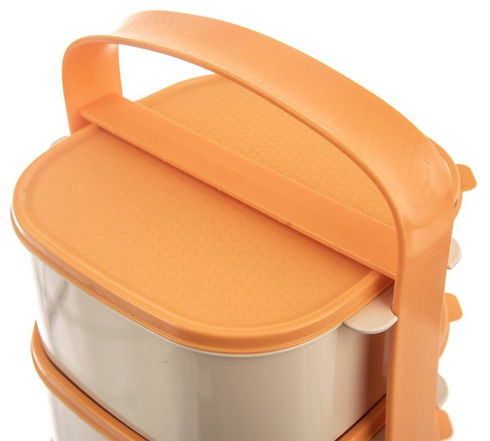 Набір харчових контейнерів Orion пластиковий 4-рівневий Помаранчевий 4 x 1.15 л (8592381145309) - зображення 4