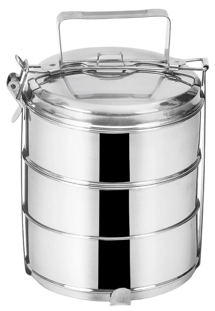 Набір харчових контейнерів Orion сталевий 3-рівневий Сріблястий 3 x 1.3 л (8592381164171) - зображення 1