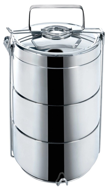 Набір харчових контейнерів Orion термічний сталевий 3-рівневий Сріблястий 3 x 900 мл (8592381110710) - зображення 1