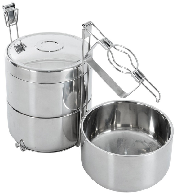 Набір харчових контейнерів Orion термічний сталевий 3-рівневий Сріблястий 3 x 900 мл (8592381110710) - зображення 2