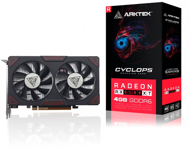 Видеокарта Arktek PCI-Ex Radeon RX 6500 XT Dual Fan 4GB GDDR6 (64bit) (2610/18000) (1 x HDMI, 1 x DisplayPort) (AKR6500XTD6S4GH1) - изображение 4