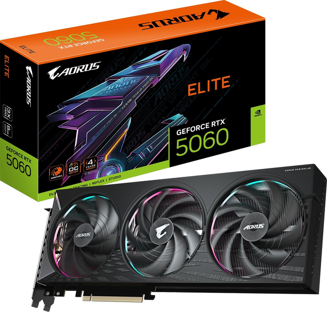 Karta graficzna Gigabyte PCI-Ex GeForce RTX 5060 AORUS ELITE 8G 8GB GDDR7 (128bit) (2722/28000) (HDMI, 3 x DisplayPort) (GV-N5060AORUS E-8GD) - obraz 7