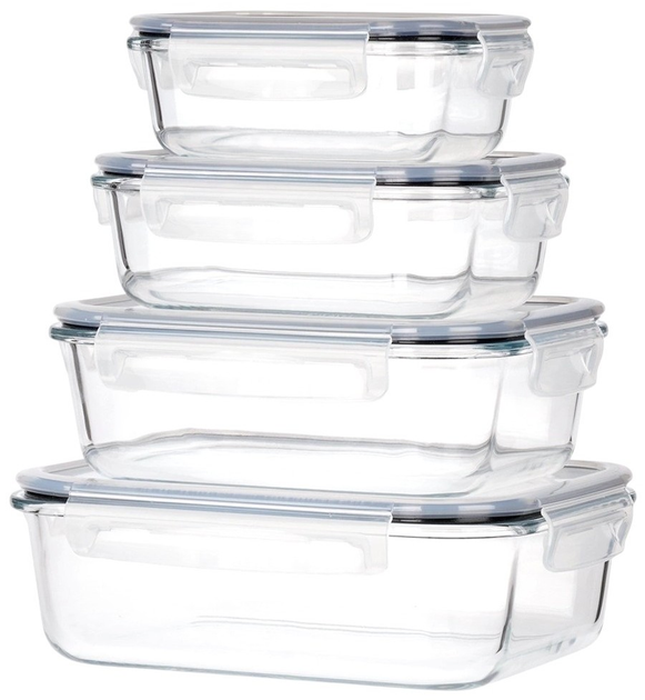 Набір контейнерів для їжі Vilde скляні з кришками та ущільнювачами 4 шт (5904316479343) - зображення 1