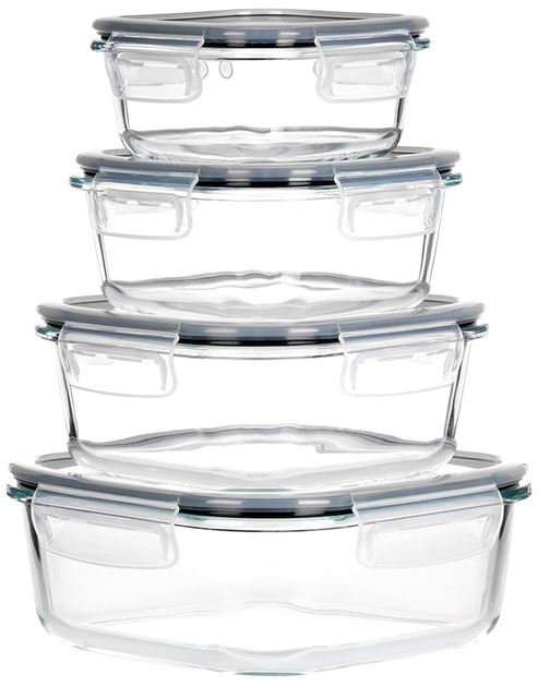 Набір контейнерів для їжі Vilde скляні з кришками та ущільнювачами 4 шт (5904316497101) - зображення 1