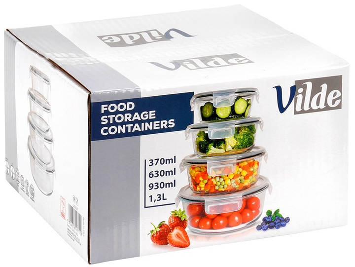 Zestaw pojemników na żywność Vilde szklane z pokrywkami i uszczelkami 4 szt (5904316497118) - obraz 5