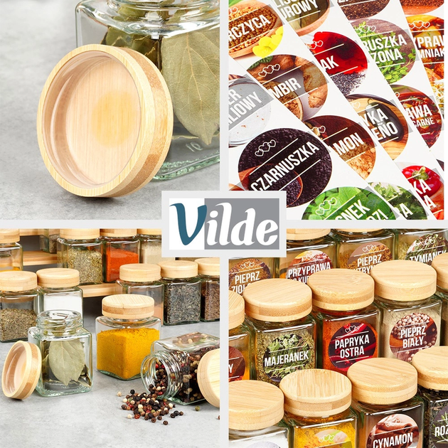 Zestaw pojemników do przechowywania Vilde z drewnianymi pokrywkami i naklejkami 24 szt (5904316491796) - obraz 8