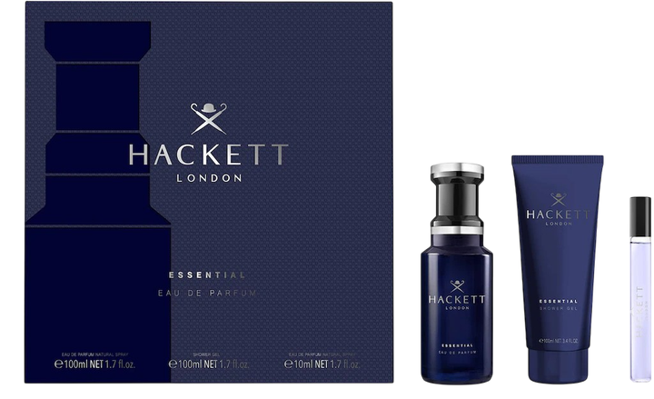 Zestaw męski Hackett London Essential Woda perfumowana 100 ml + Żel pod prysznic 100 ml + Miniaturka Woda perfumowana 10 ml (8436611100242) - obraz 1