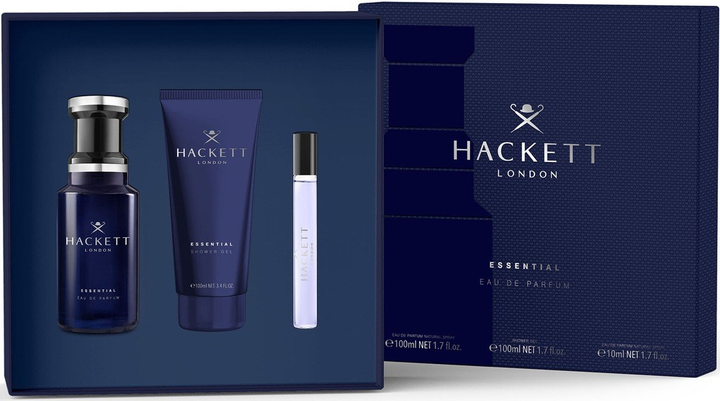 Zestaw męski Hackett London Essential Woda perfumowana 100 ml + Żel pod prysznic 100 ml + Miniaturka Woda perfumowana 10 ml (8436611100242) - obraz 3