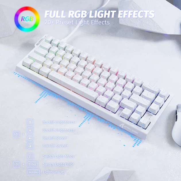 Ігрова клавіатура ATTACK SHARK X68 HE Магнітні свічі White - изображение 3