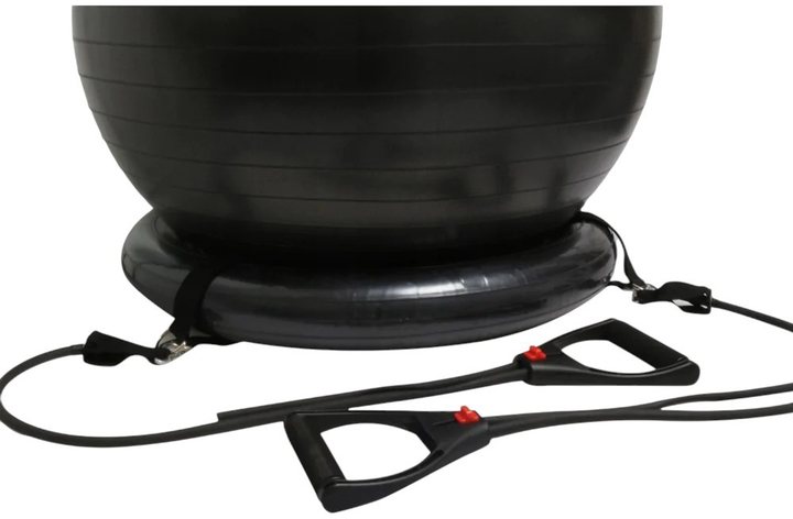 М'яч для вправ SportVida SV-HE0033 з експандерами 75 см Чорний - зображення 3