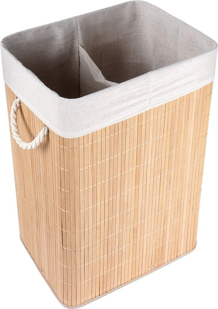 Kosz na pranie Vilde bambusowy Beżowy 70 l (5904316463038) - obraz 3
