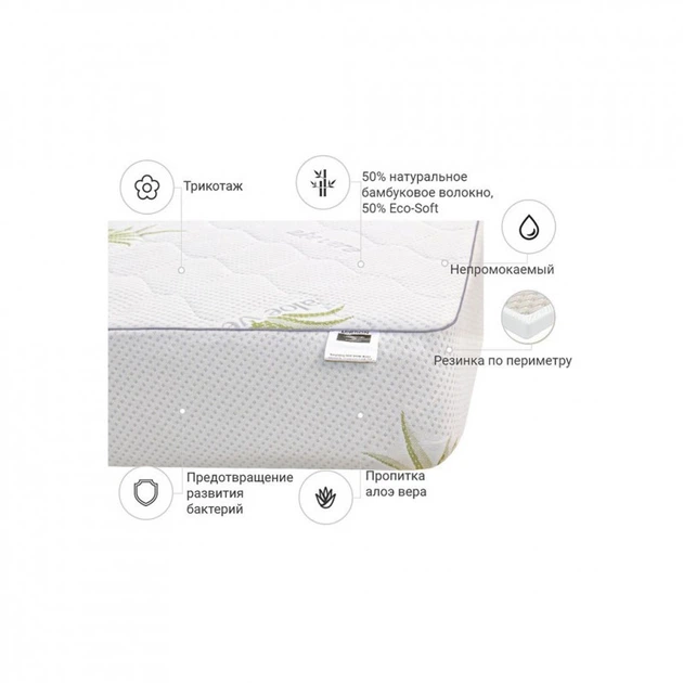 Наматрасник MirSon №1031 Alberto Bamboo Aloe Vera 80х190 см (2200001502710) (336599) - изображение 3