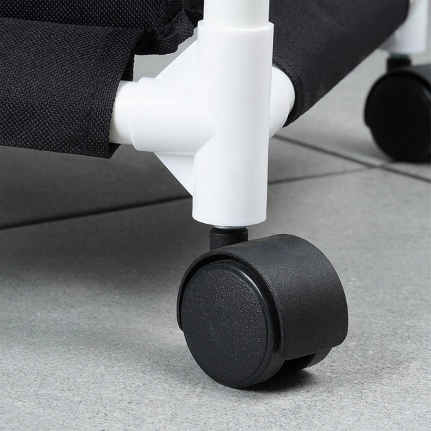 Kosz na pranie Vilde na kółkach trzykomorowy Czarny137 l (5904316472191) - obraz 5