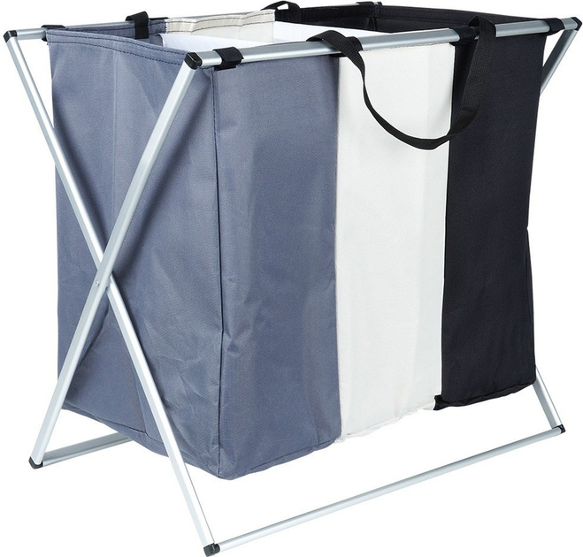 Kosz na pranie Vilde trzykomorowy Wielokolorowy 105 l (5904316472207) - obraz 4