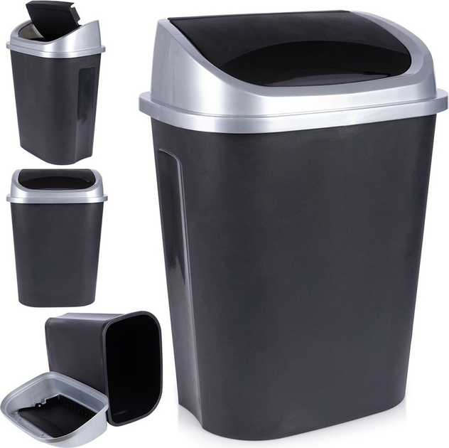 Kosz na śmieci Vilde plastikowy 50 l Czarny (8720573809542) - obraz 5