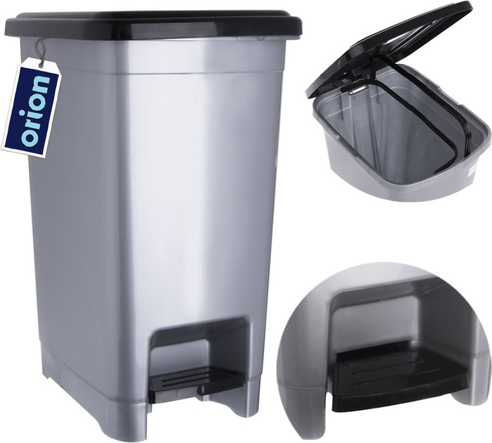 Сміттєвий бак Orion пластиковий з педаллю 15 л Сірий (8694064010956) - зображення 5
