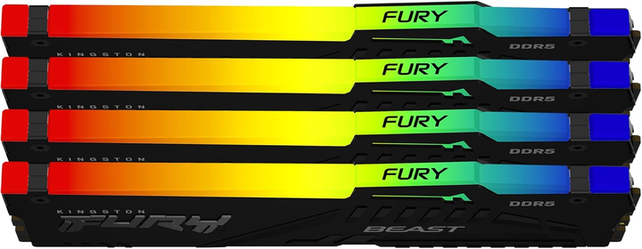 Pamięć RAM Kingston Fury DDR5-5600 65536MB PC5-44800 (Kit of 4x16384) Beast XMP 1Rx8 RGB Black (KF556C40BBAK4-64) - obraz 6