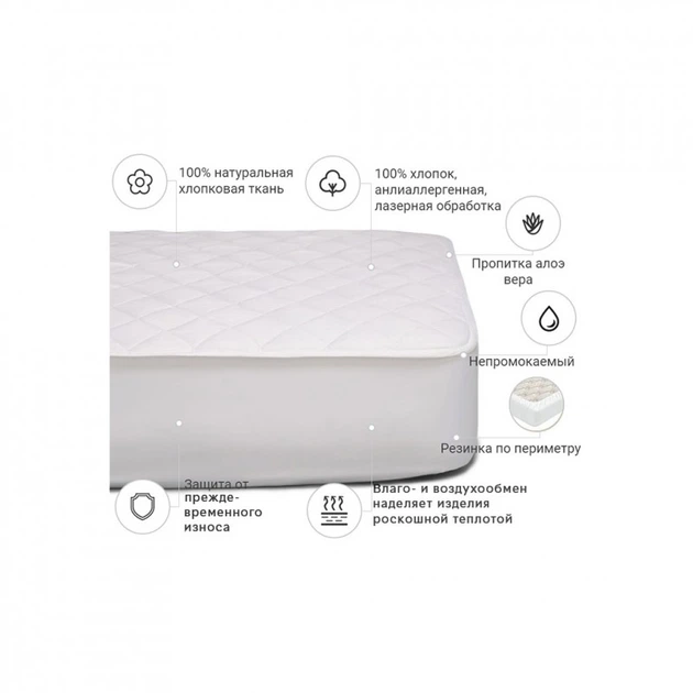 Наматрасник MirSon 955 Natural Line Стандарт Eco Aloe Vera 120x190 см (2200000836670) (325593) - изображение 3