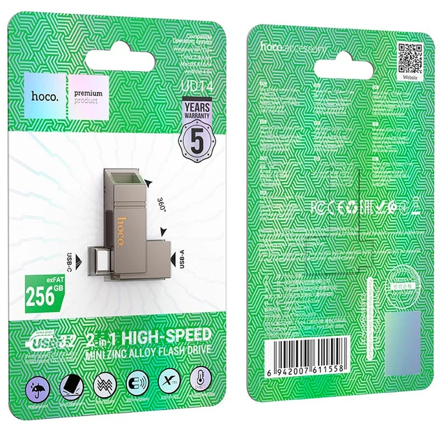 Флеш-накопитель HOCO UD14 Grey 256GB USB-A USB-C (17542) - изображение 7