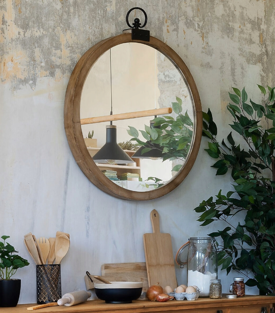 Настінне дзеркало Atmosphera 167025 Sarah кругле в дерев'янній рамі 74 см (3560238660348) - зображення 5