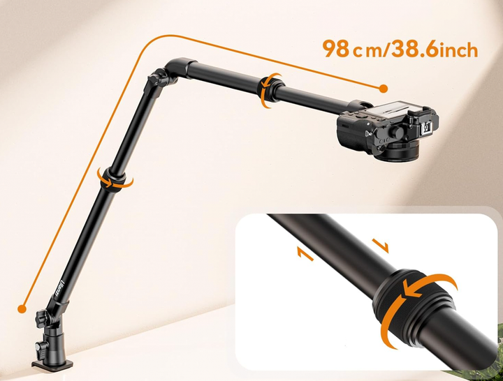Настільний тримач для камери смартфона Ulanzi ZJ02 C-clip Folding Bracket алюмінієвий 98 см - Фото 7 Настільний тримач для камери смартфона Ulanzi ZJ02 C-clip Folding Bracket алюмінієвий 98 см - зображення 7