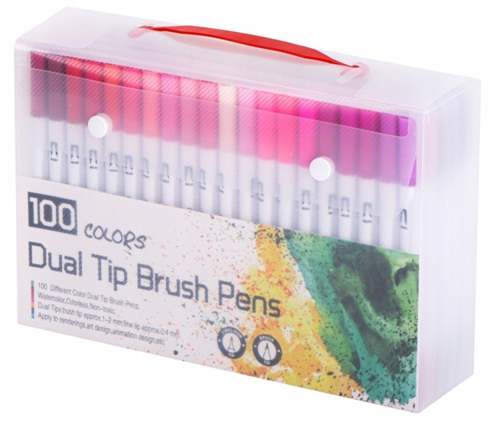 Набір фломастерів KIK Dual Tip Brush Pens 100 шт (5903039731615) - зображення 1