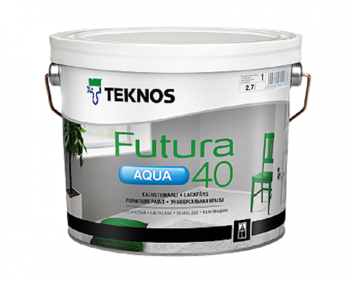 Універсальна водорозчинна фарба для дерева та металу Teknos Futura Aqua 40, 2.7 л - зображення 2