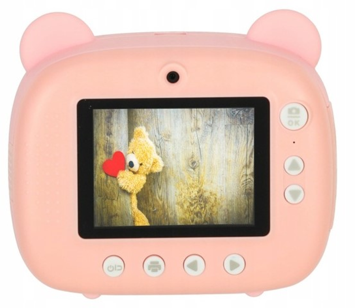 Миттєва камера дитяча KIK Термопринтер, карта 32 ГБ 1080p Рожевий Ведмедик (5903039753440) - зображення 5