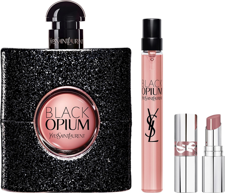 Набір для жінок Yves Saint Laurent Black Opium Парфумована вода 90 мл + Мініатюра Парфумована вода 10 мл + Помада 44 Loveshine (3614274400014) - зображення 2