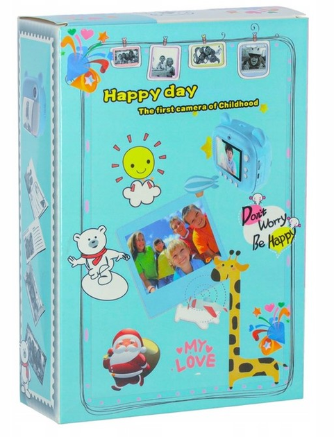 Миттєва камера дитяча KIK Термопринтер, карта 32 ГБ 1080p Синій Ведмедик (5903039753402) - зображення 2