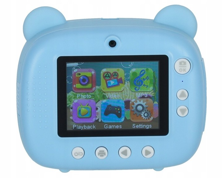 Миттєва камера дитяча KIK Термопринтер, карта 32 ГБ 1080p Синій Ведмедик (5903039753402) - зображення 6