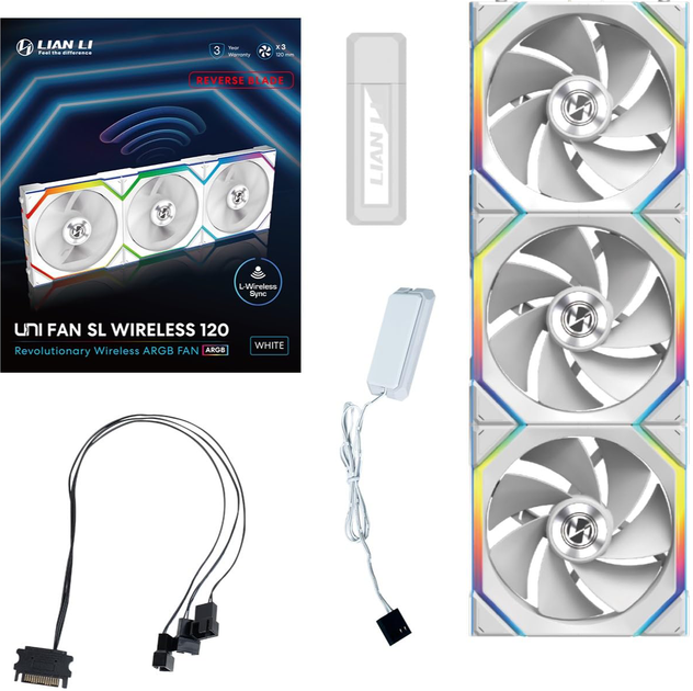 Zestaw wentylatorów Lian Li Uni Fan SL Wireless 120 Reverse Blade White (G99.12RSL1W3W.00) - obraz 5