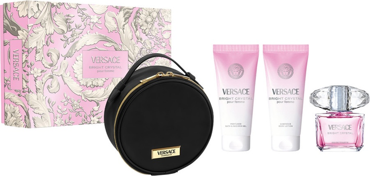 Zestaw damski Versace Bright Crystal Woda toaletowa 90 ml + Balsam do ciała 100 ml + Żel pod prysznic 100 ml + Torebka kosmetyczna (8011003902774) - obraz 1