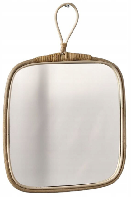 Lustro wiszące La Factory kwadratowe w rattanowej ramie 37 x 28 cm (3574641234393) - obraz 1